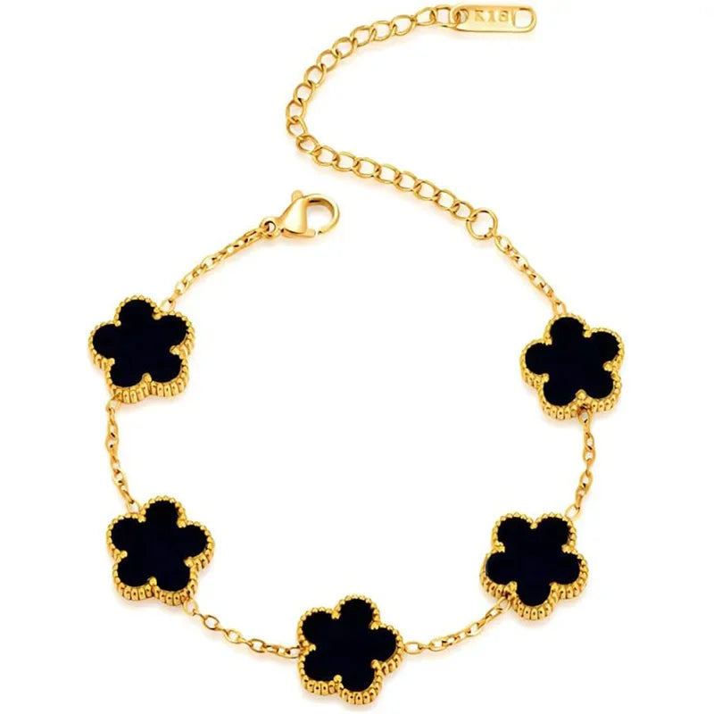 Clover Bracelet – 14K Gold Plated with Pearl Charms