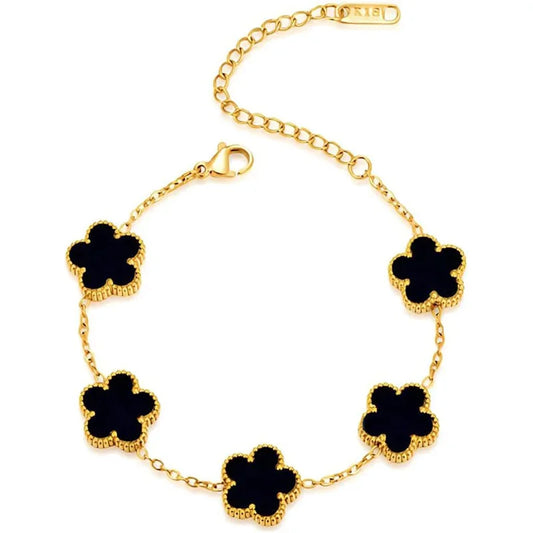 Clover Bracelet – 14K Gold Plated with Pearl Charms