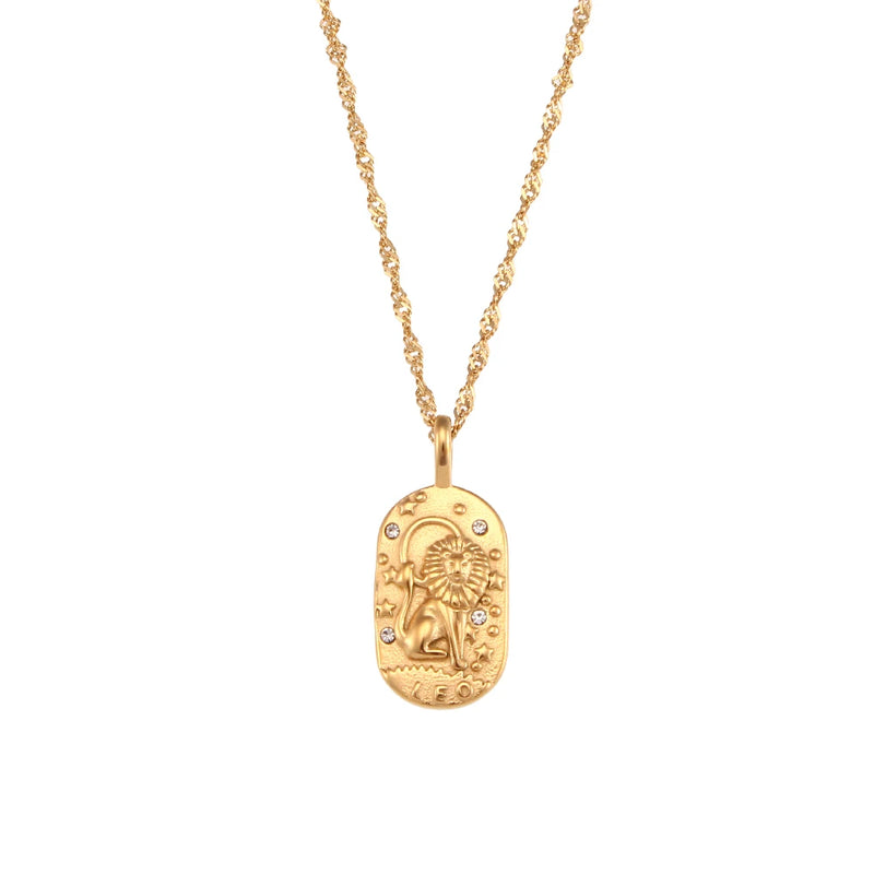 18K Gold Zodiac Pendant Necklace – Astrological Sign Jewellery with Crystals