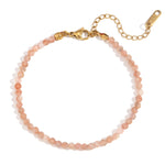 Natural Gemstone Beaded Bracelet with 18K Gold-Plated Stainless Steel – Adjustable Length