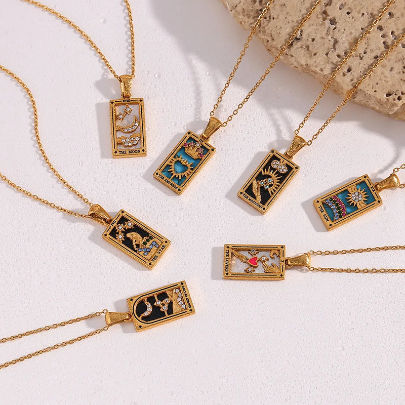 Knight of Cups Tarot Card Necklace - 18k Gold Card Pendant