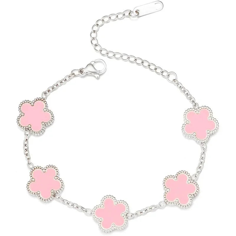 Clover Bracelet – Silver with Pearl Charms