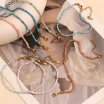 Natural Gemstone Beaded Bracelet with 18K Gold-Plated Stainless Steel – Adjustable Length