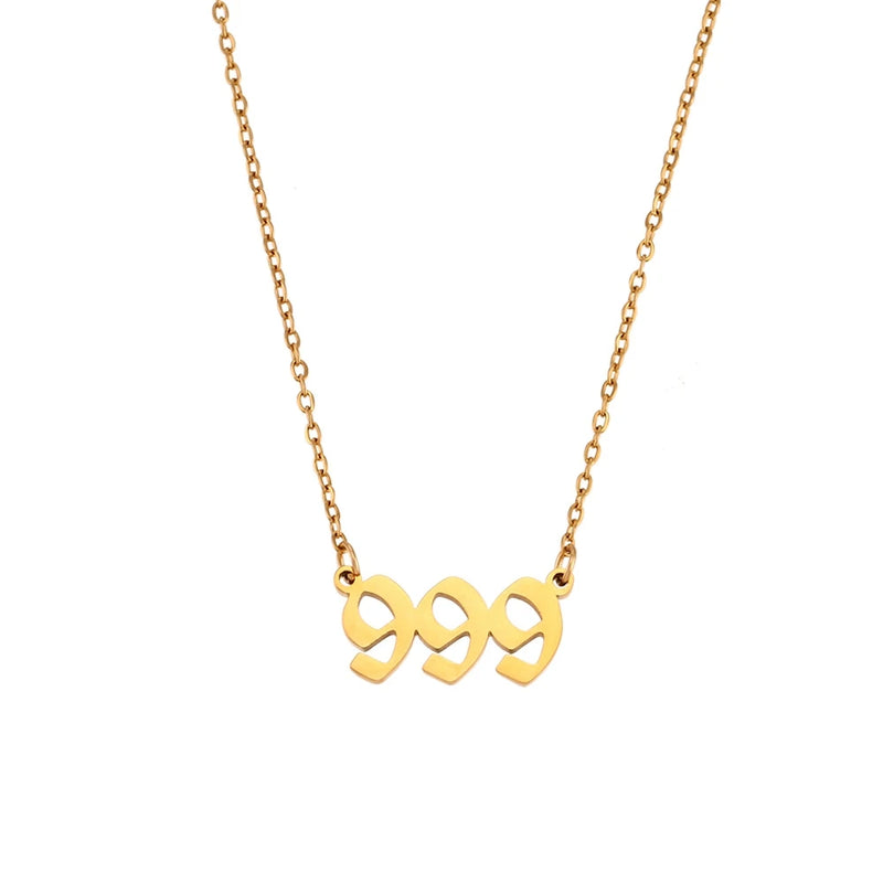 Angel Numbers 18K Gold Necklace – Spiritual Pendant for Balance, Protection, and Growth