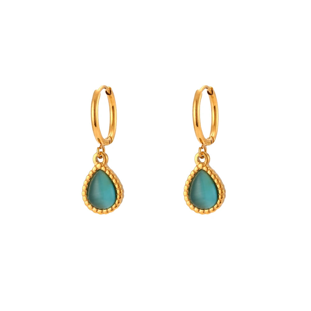 Serene Elixir - Dainty Blue Chalcedony 18K Gold Necklace and Earrings Set