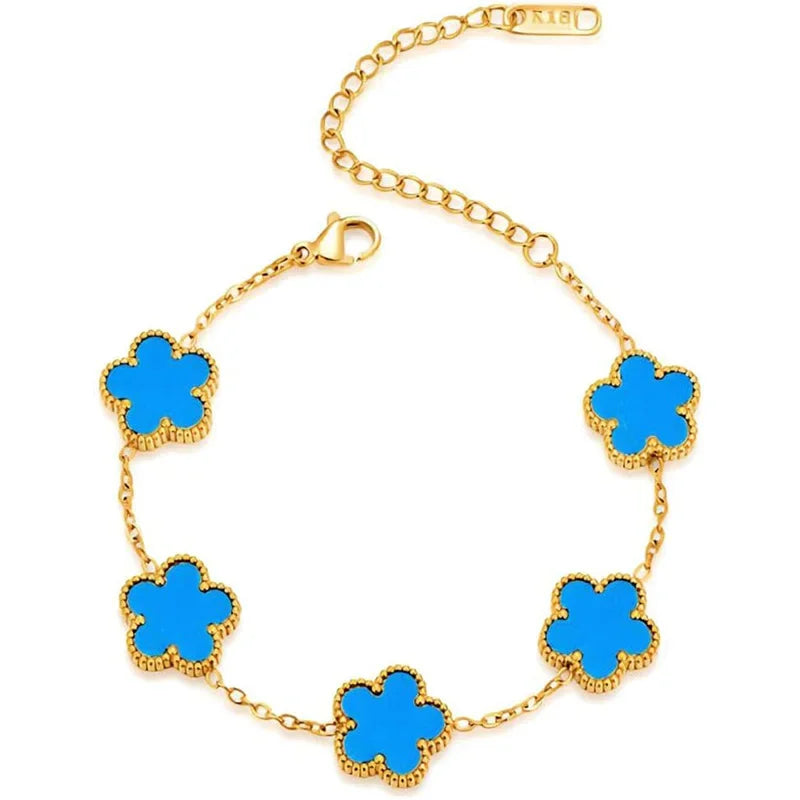Clover Bracelet – 14K Gold Plated with Pearl Charms