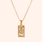 The Wheel Tarot Card Necklace - 18k Gold Card Pendant