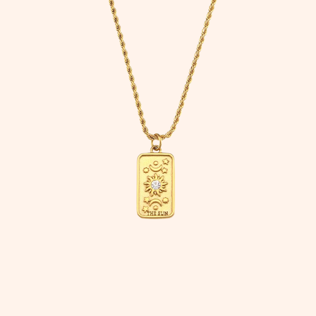 The Sun Tarot Card Necklace - 18k Gold Edition Pendant