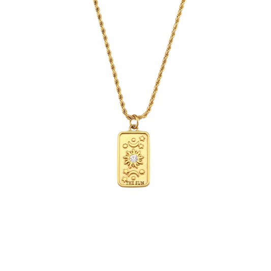 The Sun Tarot Card Necklace - 18k Gold Edition Pendant
