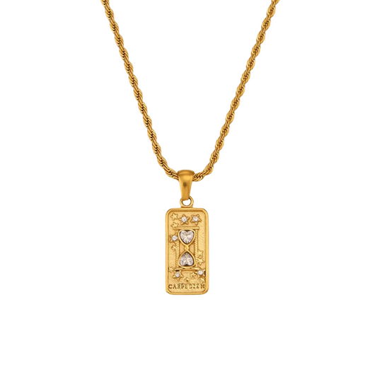 Carpe Diem Tarot Card Necklace - 18k Gold Minimalist Design