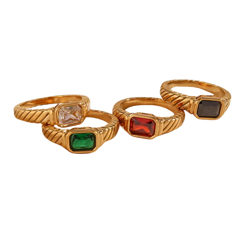 Eternal Radiance – 18k Gold Textured Gemstone Ring for Elegance and Energy