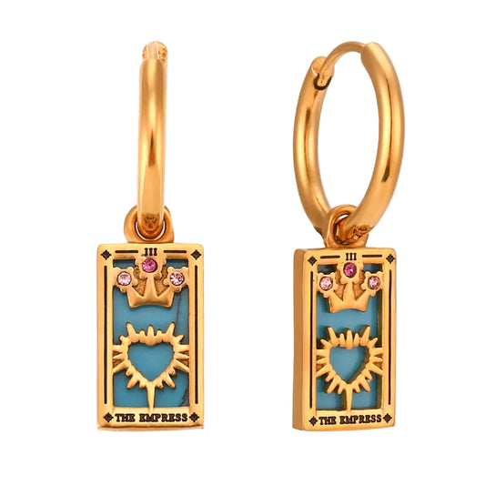 The Empress Tarot Card Hoop Earrings – 18K Gold