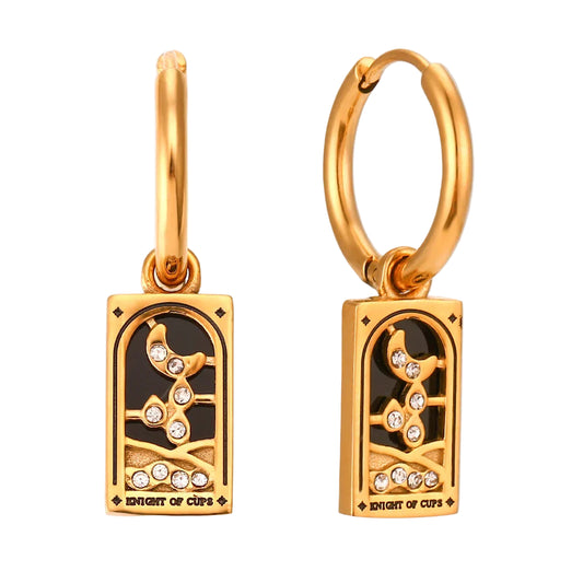 The Knight of Cups Tarot Card Hoop Earrings – 18K Gold