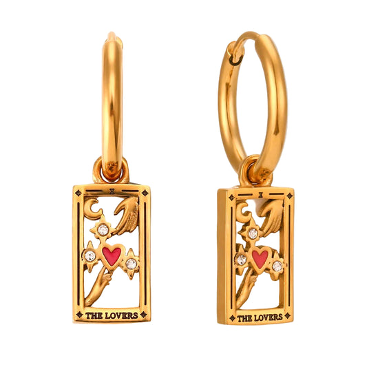 The Lovers Tarot Card Hoop Earrings – 18K Gold