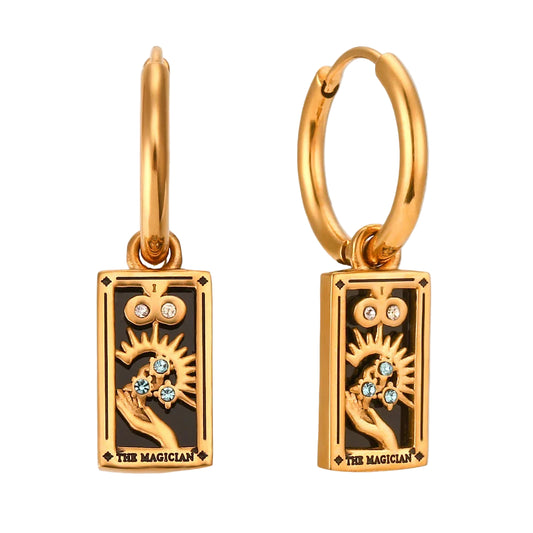 The Magician Tarot Card Hoop Earrings – 18K Gold