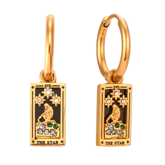 The Star Tarot Card Hoop Earrings – 18K Gold